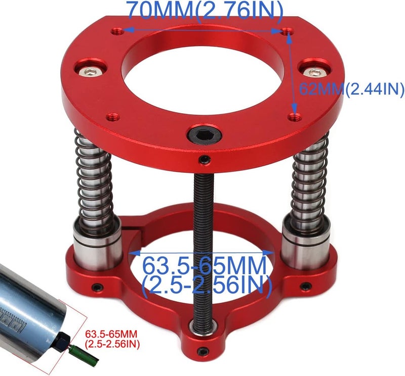 KETIPED Adjustable Router Lift for 65mm Diameter Universal Trimming Machine,Aluminum Under-Table Router Base for Router Table Insert Base Plate with Double Stainless Steel Support Rod,MG-061RED - Image 2